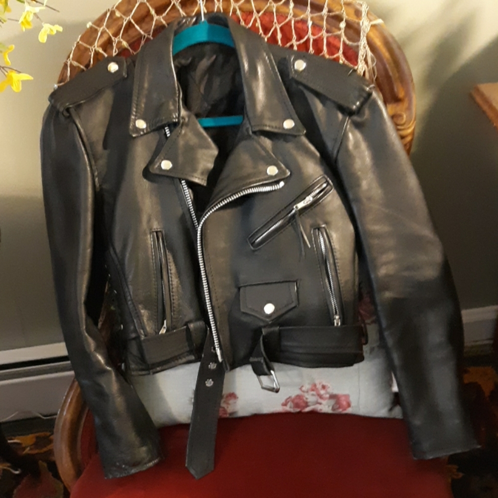Vintage leather biker jacket